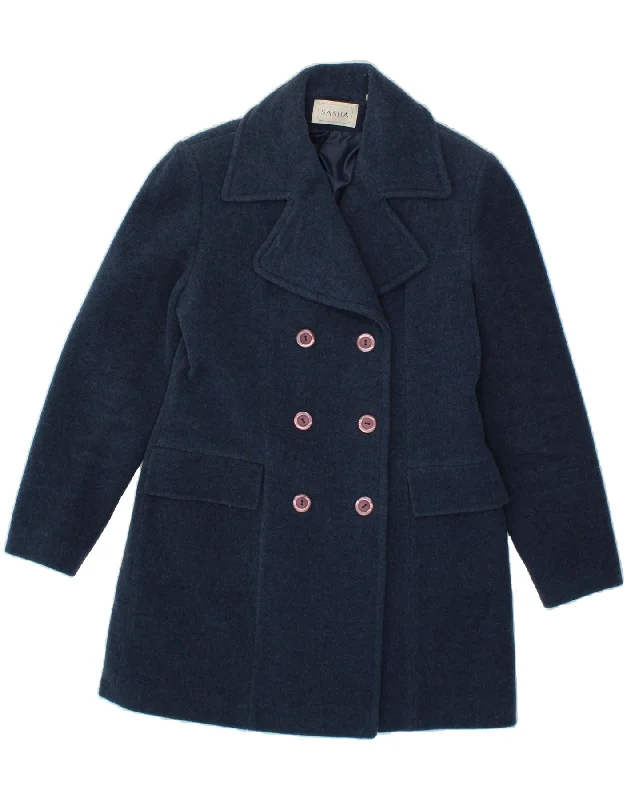 Versatile Women's Fashion SASHA Womens Double Breasted Coat UK 10 Small Navy Blue Wool
