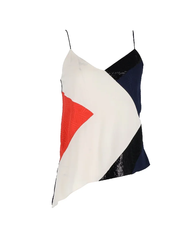 Trend Forward Threads Diane Von Furstenberg Colorblock Sequined Tank Top in Multicolor Silk