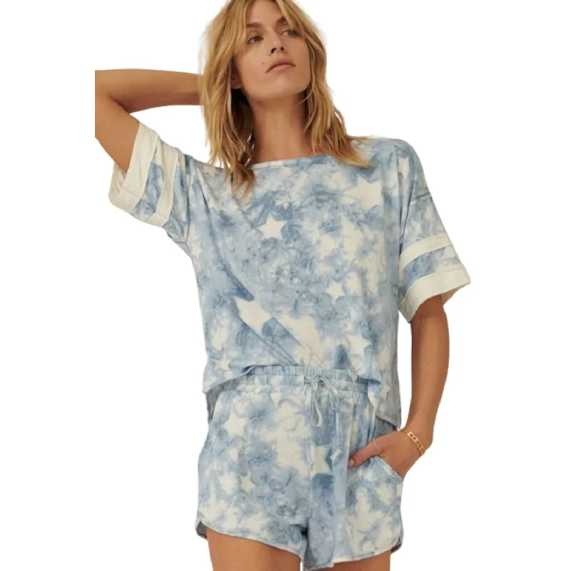 Time-Limited Discounts Just For You A Star-pattern Tie-dye Knit Top