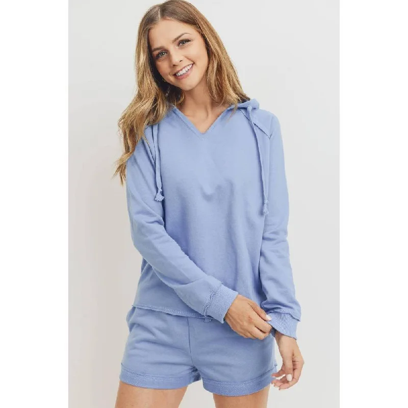 Don't Wait – Shop The Best Deals Now French Terry Hood With V-neck Long Sleeve Top