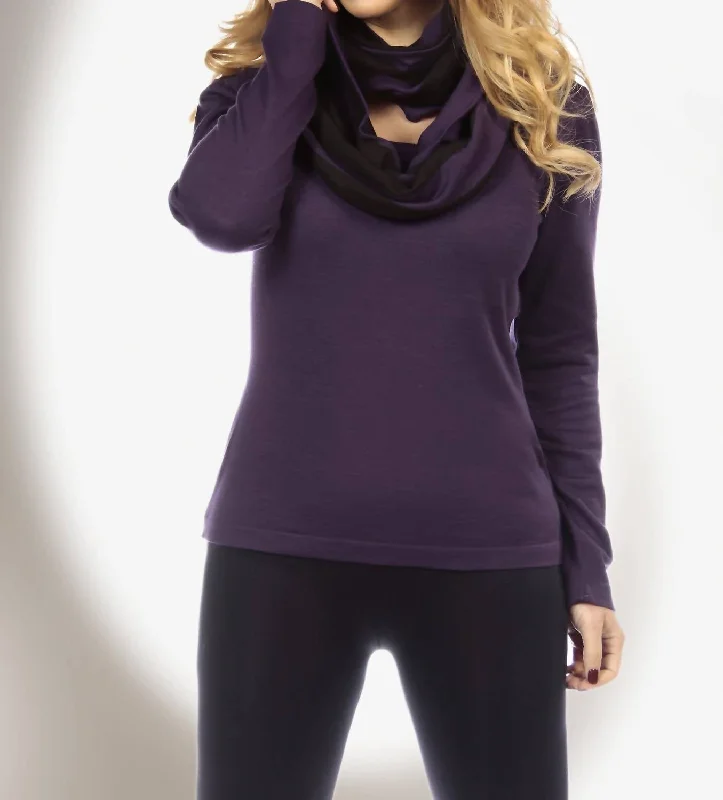 Weekend Markdown Madness Long Sleeve Scoop Neck Top In Plum