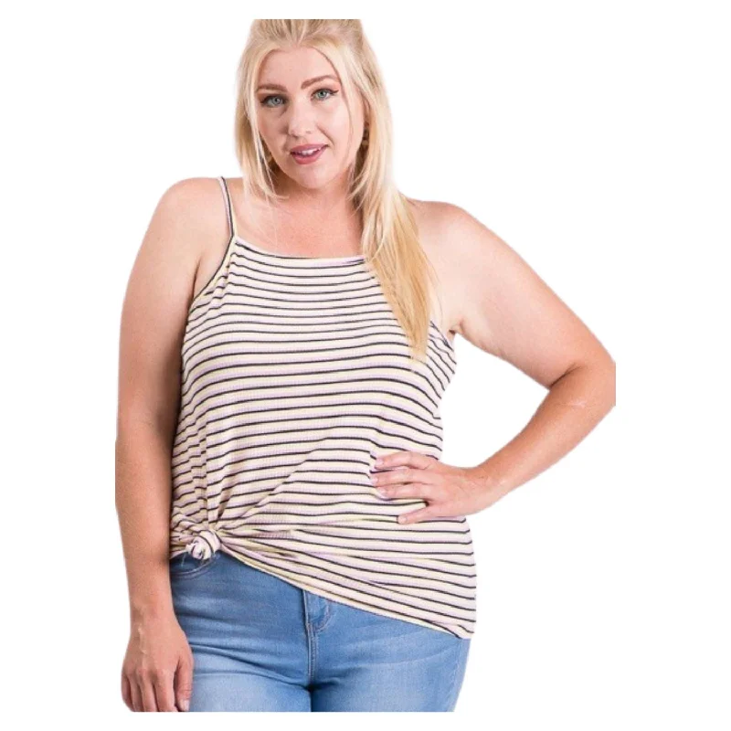 Super Savings Weekend Event Sleeveless Multi Color Rib Fabric Tank Top