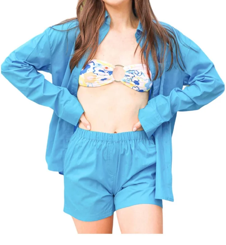 Special Offer For You Oversized Button Down Shirt In Ocean Blue