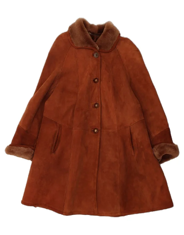 Casual Wear CLEIREN Womens Shearling Coat UK 14 Medium Brown Shearling