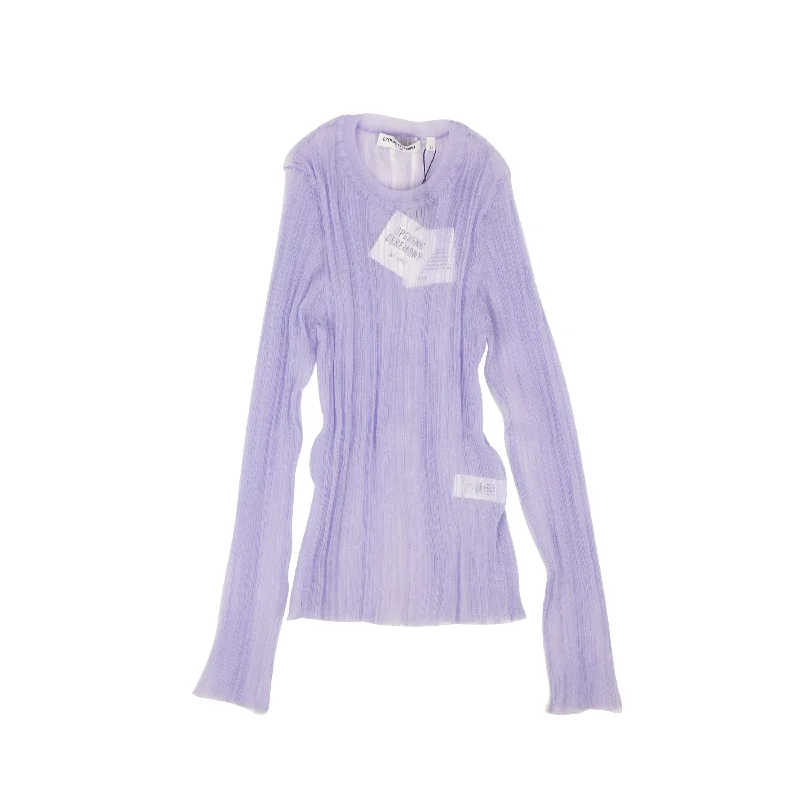 Chic & Modern Sales Lilac Polyester Sheer Rib Long Sleeve Top