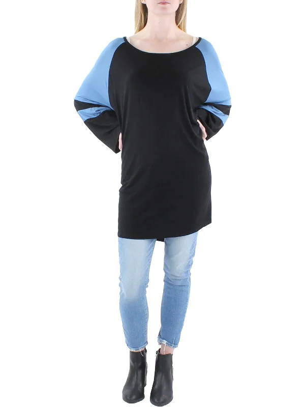 Fashion Forward, Function First Womens Bateau Neckline Stripes Tunic Top