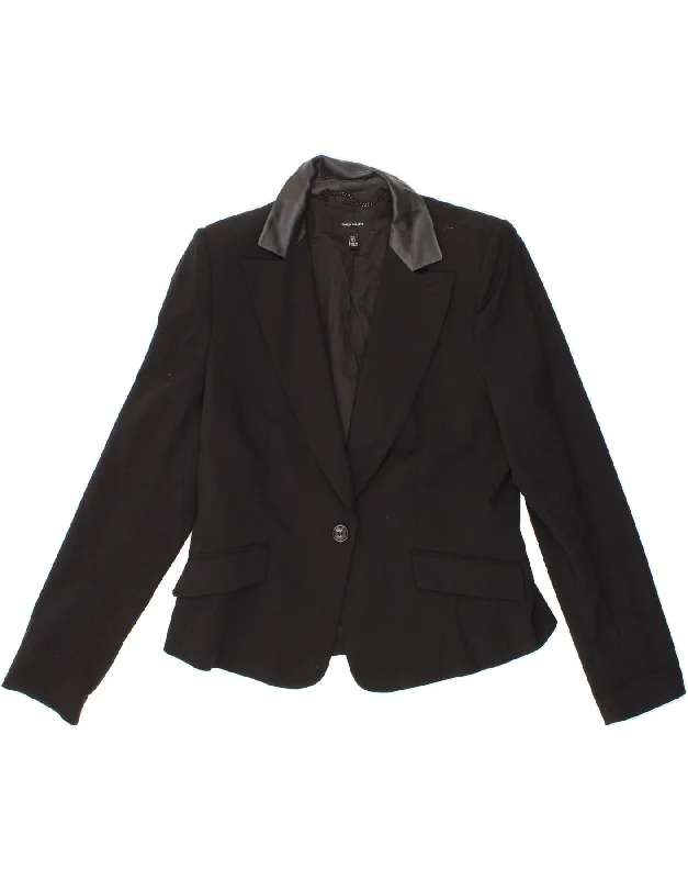 Online Boutique Clothing KAREN MILLEN Womens 1 Button Blazer Jacket UK 14 Large Black Virgin Wool
