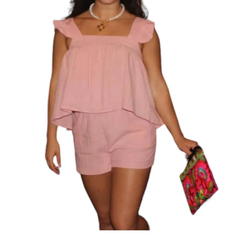 Limited-Time Sale – Grab It Before It'S Gone Stella Solid Gauze Ruffle Tank Top In Light Pink