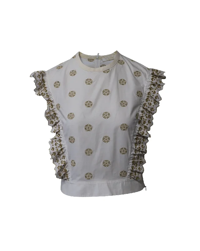 Vibrant Style Promotions Chloe Broderie Anglaise Crop Top in White Cotton