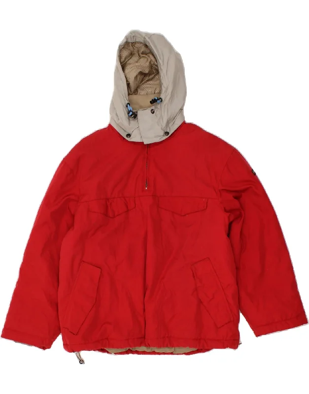 Women's Clothing Stores NAPAPIJRI Womens Hooded Windbreaker Jacket UK 6 XS Red Colourblock Nylon