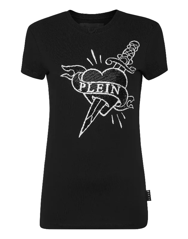 Easy Elegance Sales T-Shirt Sexy Pure Round Neck SS Strass Love Plein