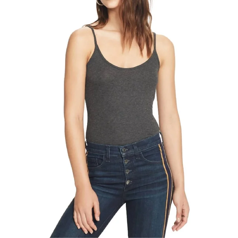 This Weekend Only – Best Prices Guaranteed Ribbed Cami Top In Charcoal Heather