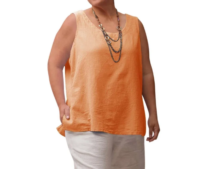 Snag The Best Bargains Before They're Over Crinkle Cotton Sleeveless Top - Plus In Nala Orange