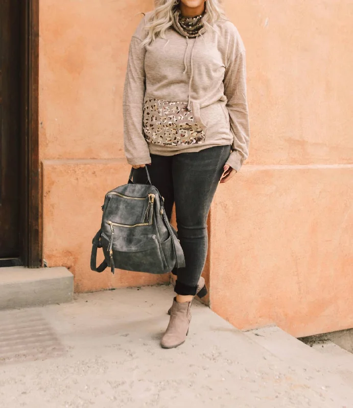 Budget Saver Luxe Velvet Spots Hoodie In Heathered Mocha