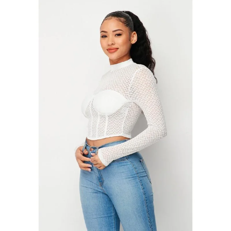 Savings That Make A Statement Sexy Mesh Mock Neck Top