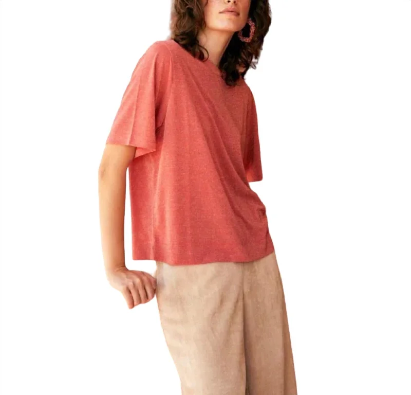 New Styles Just In Iora Lurex Jersey T-Shirt In Coral