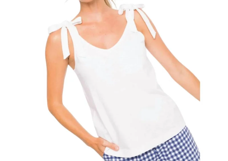 Big Savings On Trendy Styles Kristen Sun Farer Tie Shoulder Tank In White