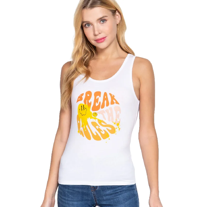 Stylish Looks Screen Print Knit Tank Top
