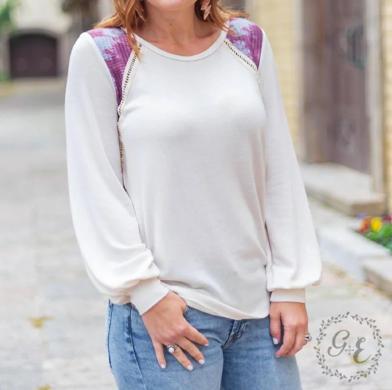 Luxury Fashion Discounts Get Your Calm On Raglan Long Sleeve With Tie Dye Top In Off White