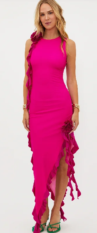 Fuschia Ruffle Rose Dress by Beach Riot