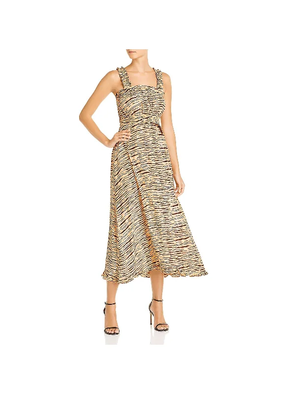 Saint Tropez Womens Smocked Ruffled Midi Dress