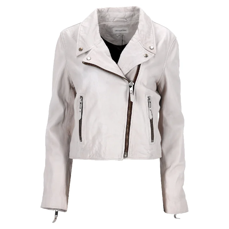 Isabel Marant Etoile Biker Jacket in White Lambskin Leather