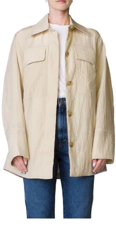 Padded Shirt Jacket In Pale Fawn