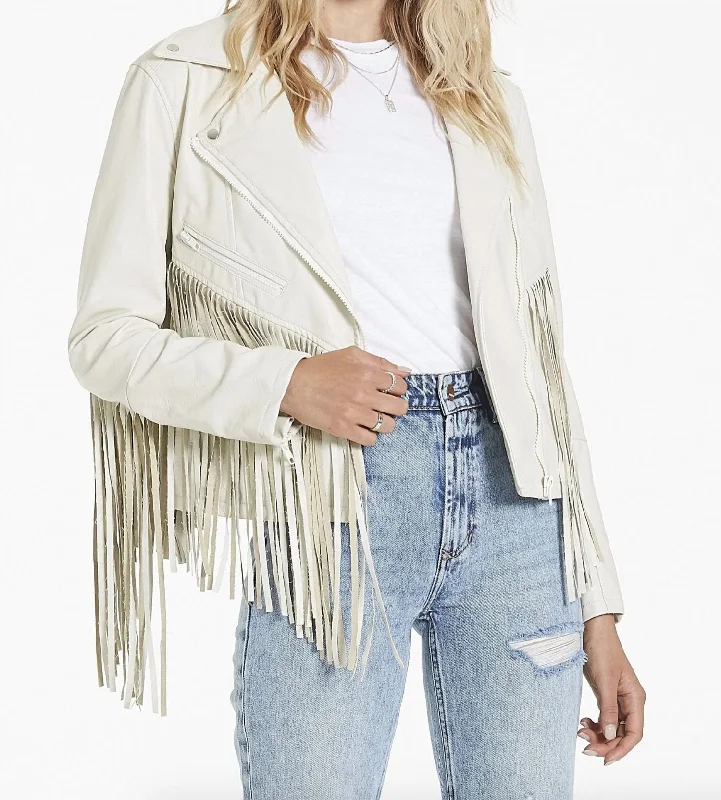 Talin Fringed Jacket In Beige