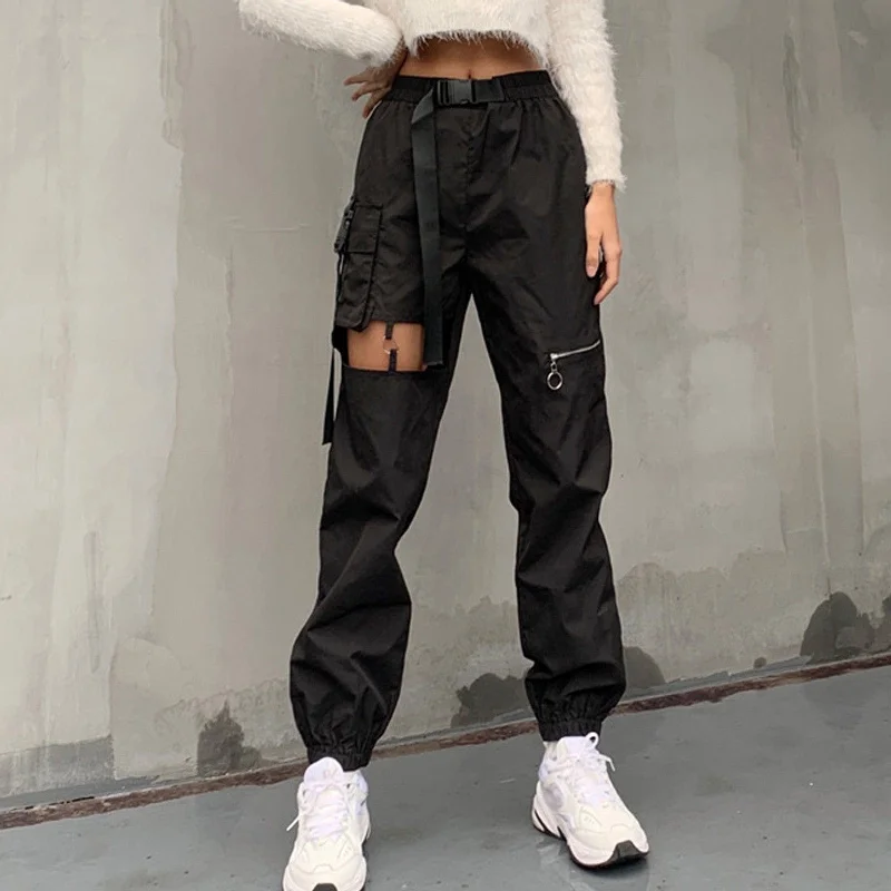 Women's Punk Ripped Cargo Pants